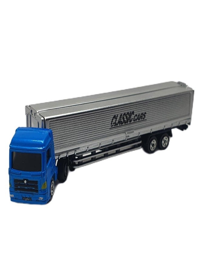 MINIMOTO Mini Trailer Truck in Die Cast Alloy Metal Heavy Duty Truck Toy 1:64 Scaled Model | Mini Vehicles Transport Toys for Kids Boys Adult Men | Collectables & Realistic Design Free Wheel in Blue - Image 1